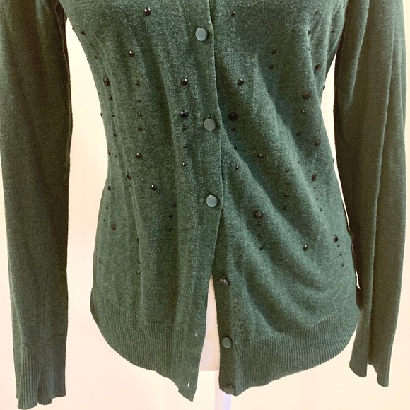Merona Green Jeweled Long Sleeve Cardigan - Picture 5 of 9
